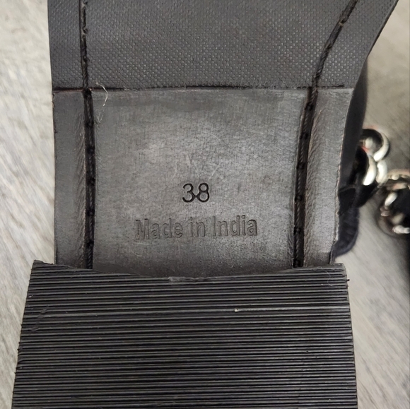 Free People‎ Vida Black Leather Silver Chain Mules - Picture 9 of 11